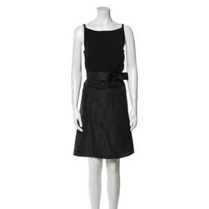 MaxMara Black Sleeveless Bow-Waist Cocktail Dress